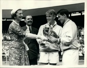 Hoad: Lew Hoad, Ken Rosewall and Duchess of Kent, Wimbledon