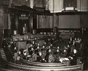 Oboe: LFB band at LCC Jubilee Reception, County Hall, London