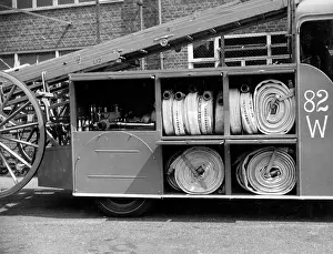 Stow: LFB Merryweather fire engine with stored hoses