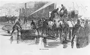 Lfee: LFEE lithograph print of a firefighting scene