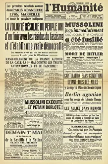 Petacci: L'Humanite front page Execution of Mussolini