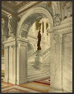 C1900: Library of Congress, north staircase, central stair hall