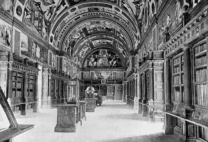 Monastic: Library in the monastery of El Escorial, 1902