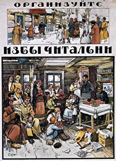 Indoctrination: Go to the Library a soviet poster Artist: Alexandre Apsit