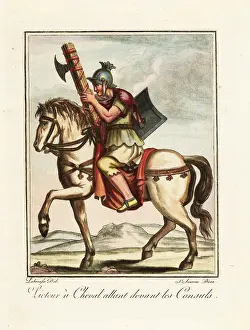 Lictor: Lictor riding in front of consuls, ancient Rome