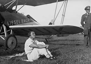 Bach: Liesel Bach in front of her airplane, 1936
