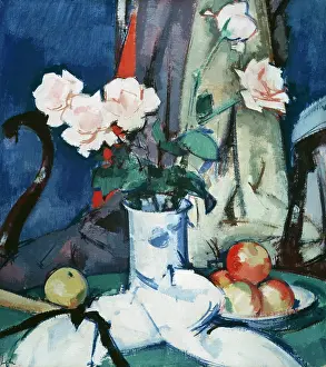 Peploe: Still Life with Apples and Pink Roses
