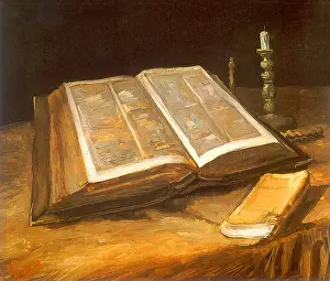 Candlestick: Still Life with Bible, by Van Gogh