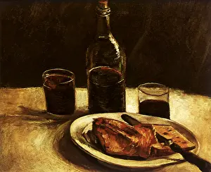 Lifes: Still Life with a Bottle, Two Glasses... by Van Gogh