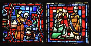 Anointing: Life of Fulbert stained glass window, Chartres, France