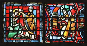 Anointing: Life of Fulbert stained glass window, Chartres, France