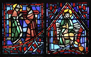 Odilon: Life of Fulbert stained glass window, Chartres, France