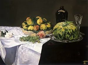 Peaches: Still Life with Melon and Peaches, by Manet