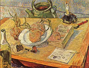 Onions: Still Life with Onions and Drawing Table, by Van Gogh
