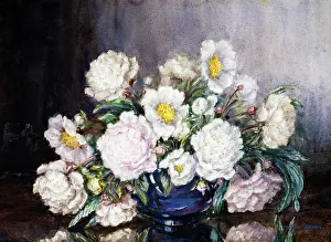 Paeonies: Still Life with Paeonies in a Blue Vase