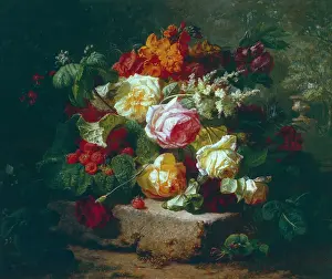 Raspberries: Still Life with Roses and Raspberries