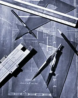 Drafting: Still Life Set Architectural Blueprints with Drafting