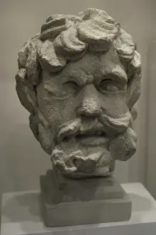 Silenus: Life-sized head of a silenus (old satyr) with pointed ears