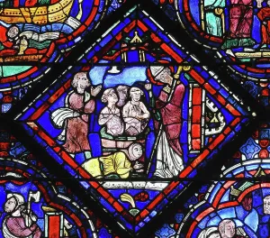 Confessors: Life of St Nicholas stained glass window, Chartres