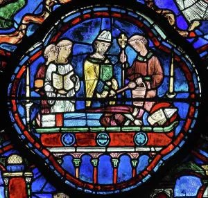 Unction: Life of St Sylvester stained glass window, Chartres