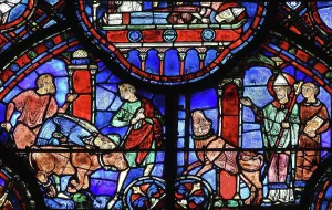 Resuscitation: Life of St Sylvester stained glass window, Chartres