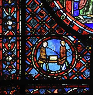 Stonemason: Life of St Sylvester stained glass window, Chartres