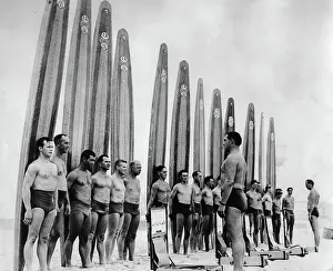 Lifeguards: Lifeguards with their paddle boards