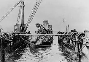 Lifted: Lifted ship in the dock