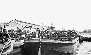 Transporting: Lighter for transport to waiting ships, Dar es Salaam, WW1