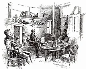 Keeper: Lighthouse keepers relaxing after dinner on the