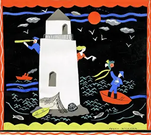 Wickham: lighthouse with sailor