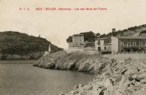 Lighthouses: Two lighthouses at Soller, Majorca, Spain