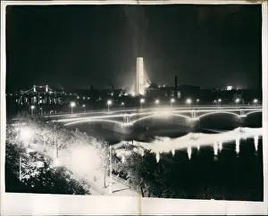 Floodlights: Lights on Blackfriars Bridge, London, for Coronation