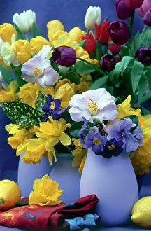 Lemons: Three Lilac Vases with Spring Flowers