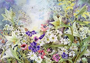 Cobweb: Lilies and Anemones with spider's web