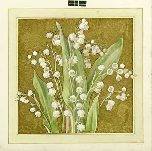 Lily of the Valley on a gold background