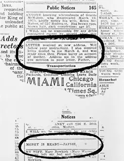 Classified: Lindbergh Baby kidnapping. Two notices in ?