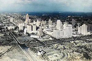 Pioneering: Lindbergh flying American Clipper over Miami, Florida, USA