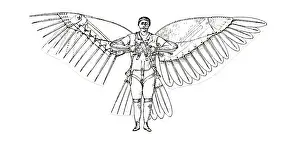 Man Powered: Line-Drawing of Rj Spalding's Patented Flying Machine, Usa