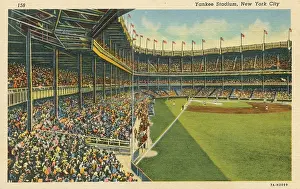 Photomechanical: Linen postcard of a baseball game played at