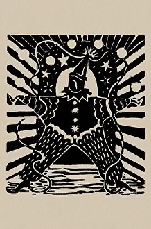 Linocuts: Linocut of a Clown in black and white