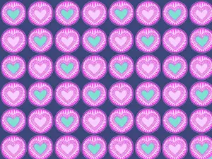 Valentines: Linocut pink and blue hearts repeating pattern