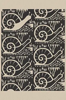 Linocuts: Linocut of a snail pattern