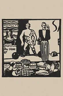 Linocuts: Linocut of a strong man