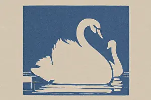 Linocuts: Linocut of swans