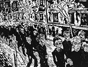 Linocut: The linocut Unemployed by Gerhart Bettermann, 1931