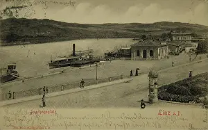 Litfass: Linz. Harbour at the Danube. 1903. Collotype