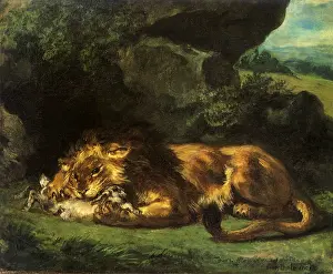 Devour: Lion Devouring a Rabbit, by Delacroix