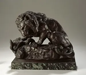 Stoneware: Lion and a snake