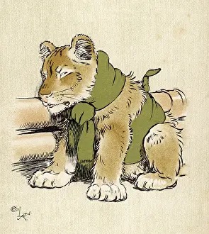 Uncomfortable: Lioness Cub in Scarf